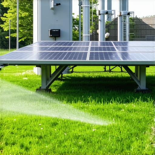 Smart irrigation system with sensors and solar power in a vibrant garden