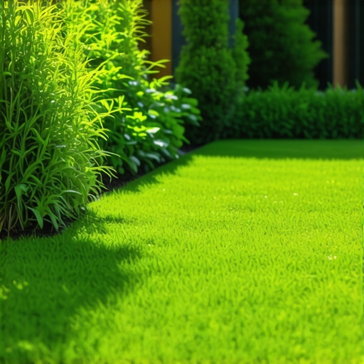 A vibrant, healthy lawn with modern irrigation and native landscaping