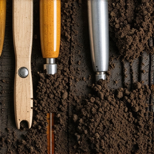 Person analyzing soil sample in a backyard garden