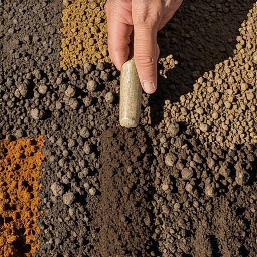 Person collecting soil samples from a garden for testing to improve soil health.