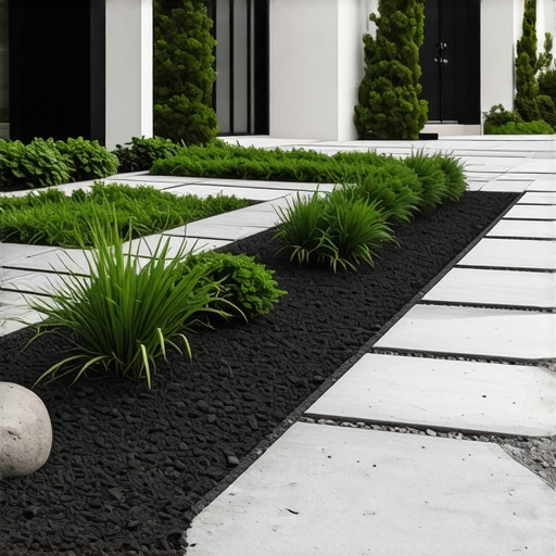 Modern 2026 Curb Appeal: Dark Mulch and Gray Stone